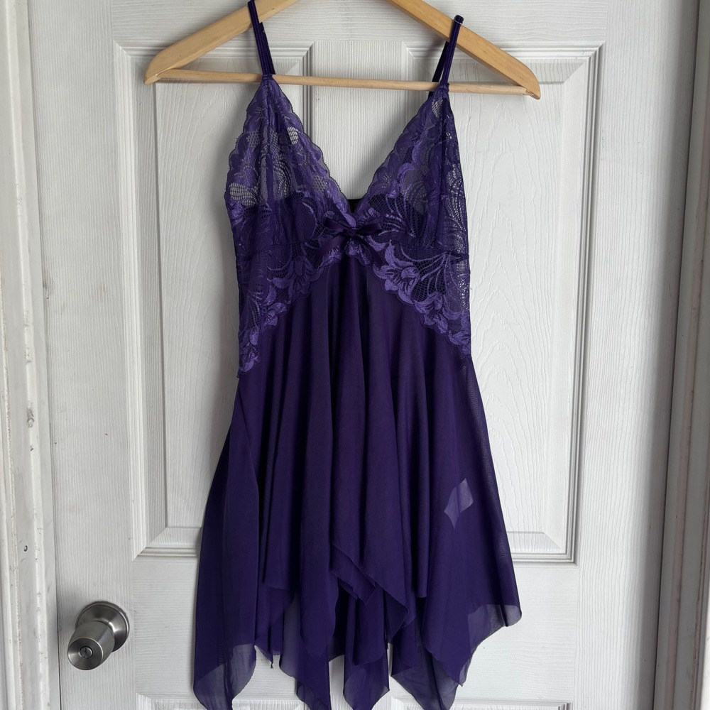 Avidlove‎ Purple Lace Babydoll Chemise Lingerie Slip NWT SMALL